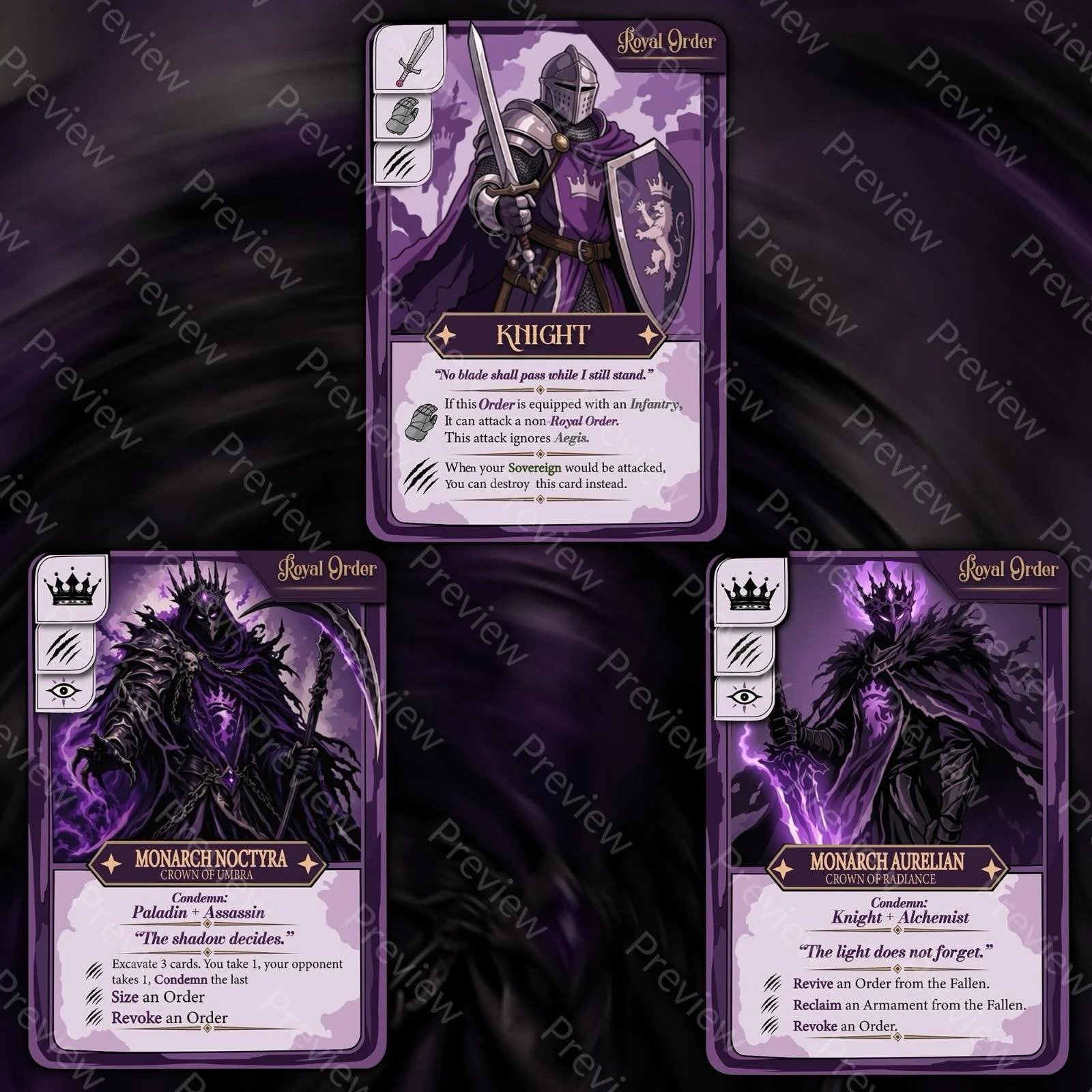 Card design of Sovereign's Gambit's mechanics.