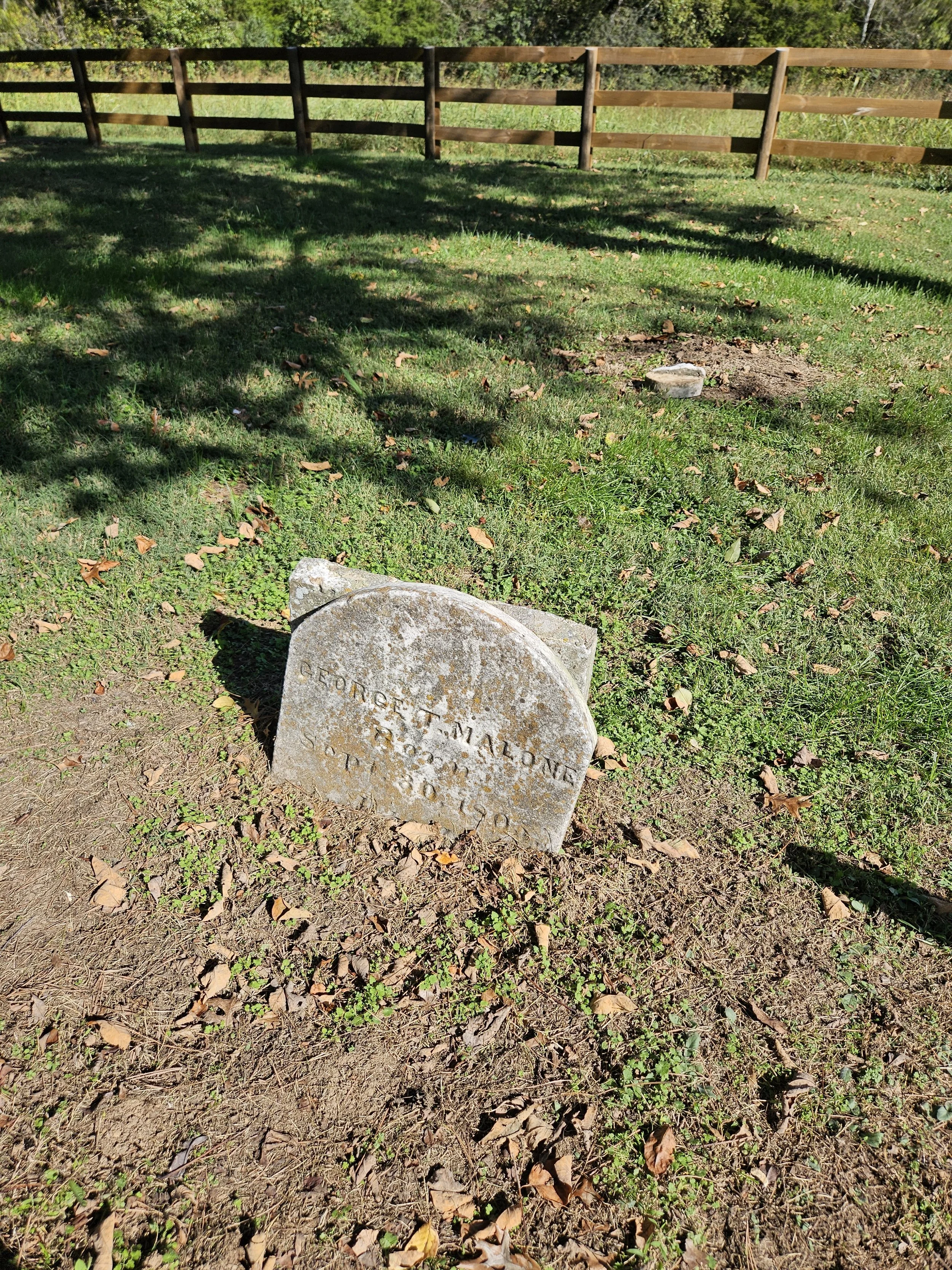 Headstone of George T. Malone prior to resetting