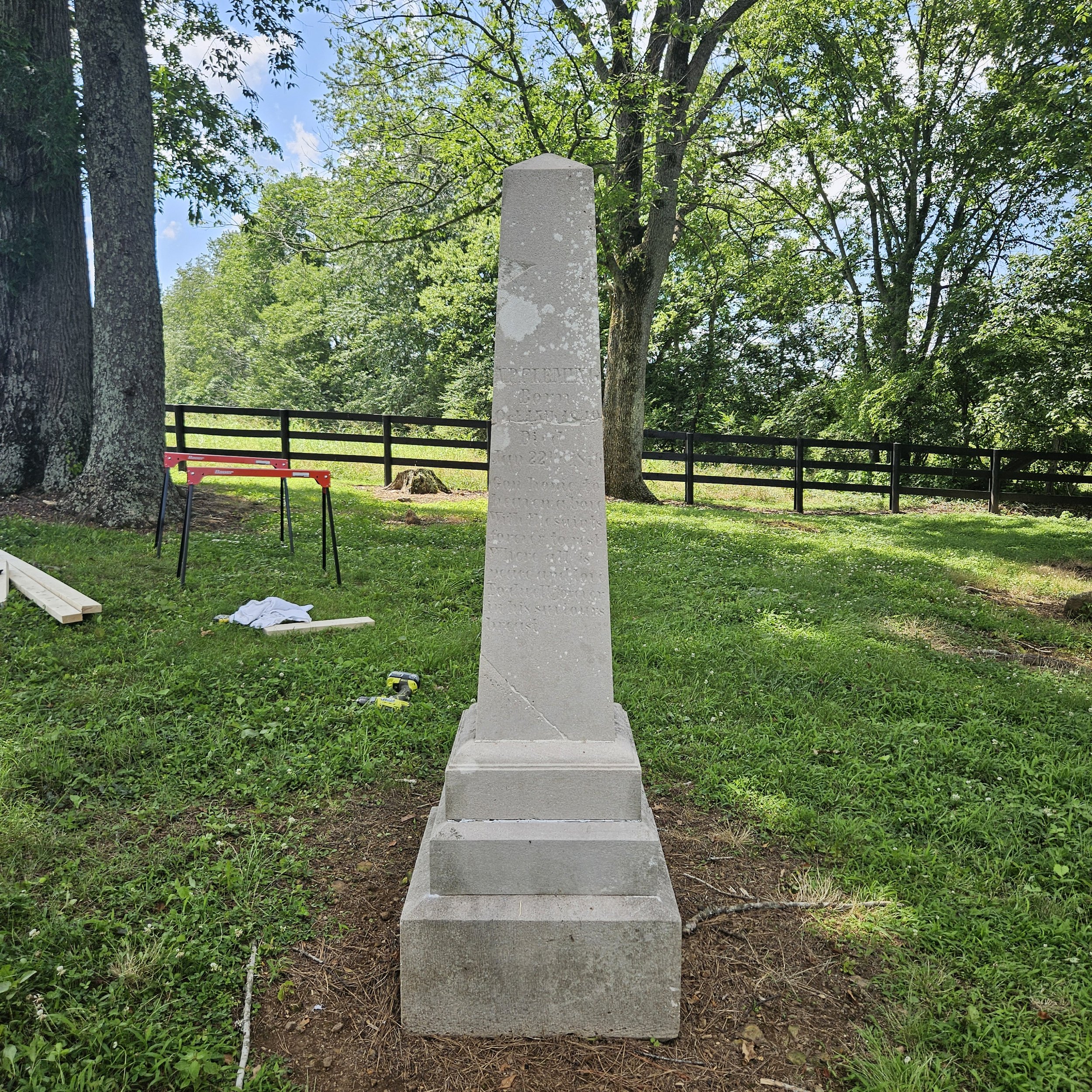 Central obelisk after recentering and cleaning