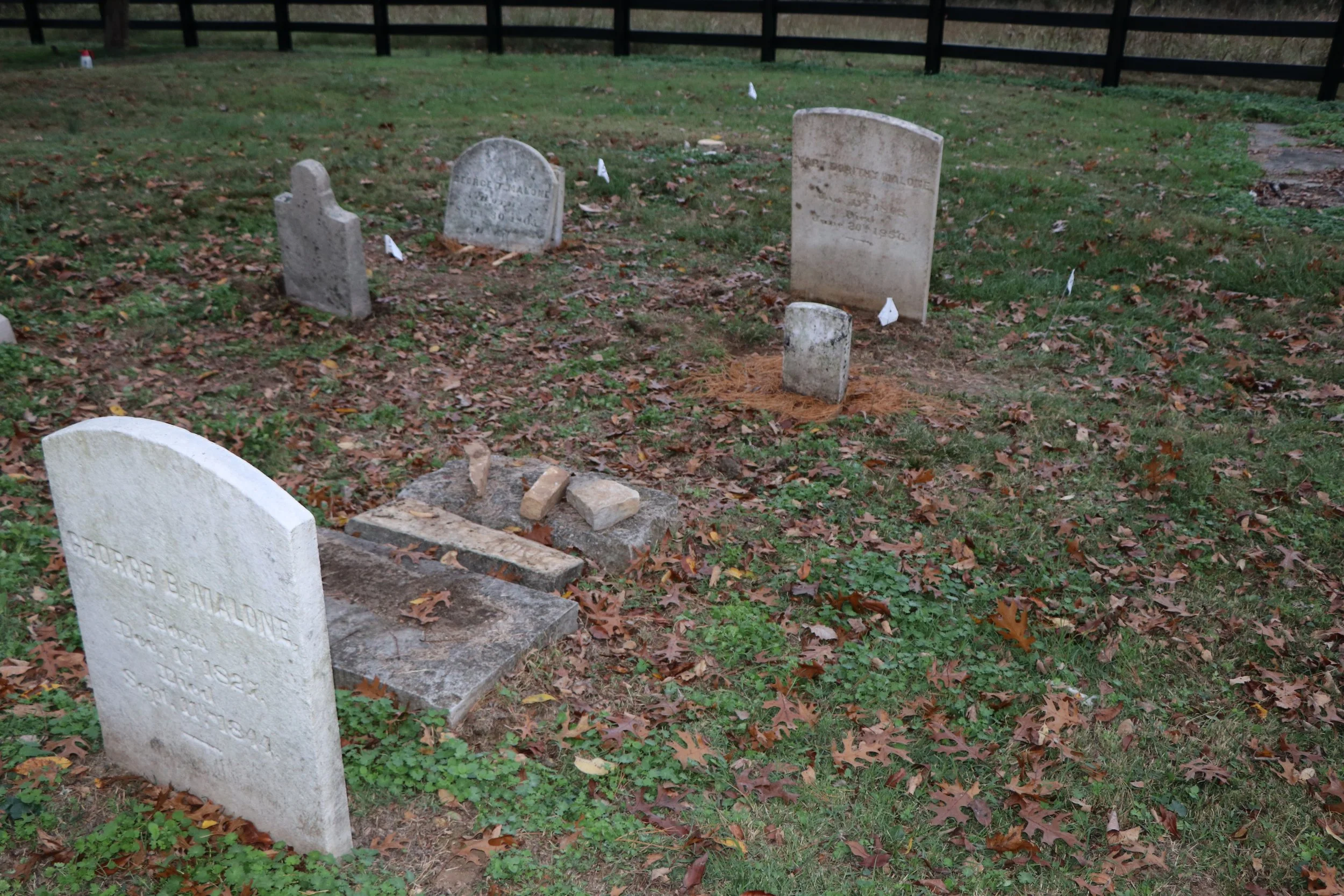 Cemetery headstones before restoration (continued)