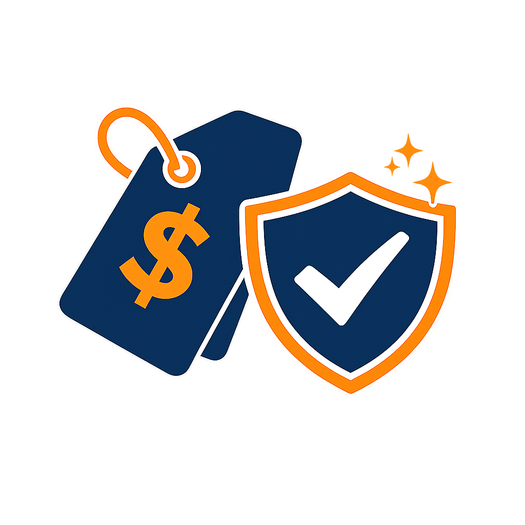 Branded Icon for Lair Mechanical of HVAC Price Tag with Checkmark with Tools with description "Honest Pricing"