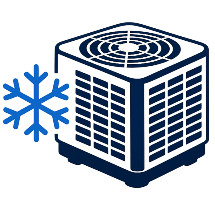 HVAC Icon of Air Conditioner with Snowflake - Clickable For Cooling Repair and Installation Services