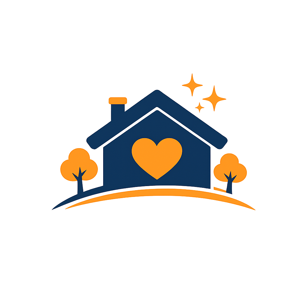 Branded Icon for Lair Mechanical of a Home with a centered heart inside, with description "Local and Community-Focused"