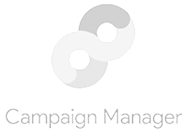 Logo of Campaign Manager with a stylized yin-yang symbol above the text.