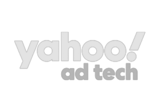 Yahoo! Ad Tech logo in gray on a black background.