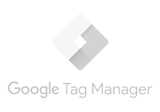Google Tag Manager logo with a black background and white text.
