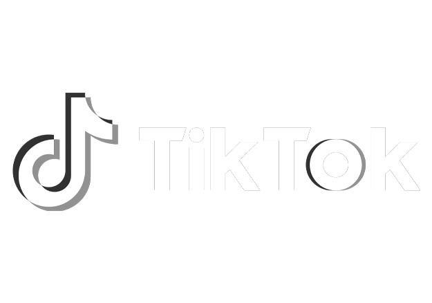 TikTok logo in black and white.