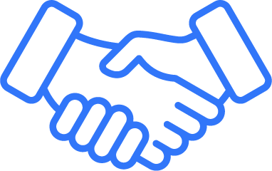 Outline of two hands shaking, depicted in blue lines.