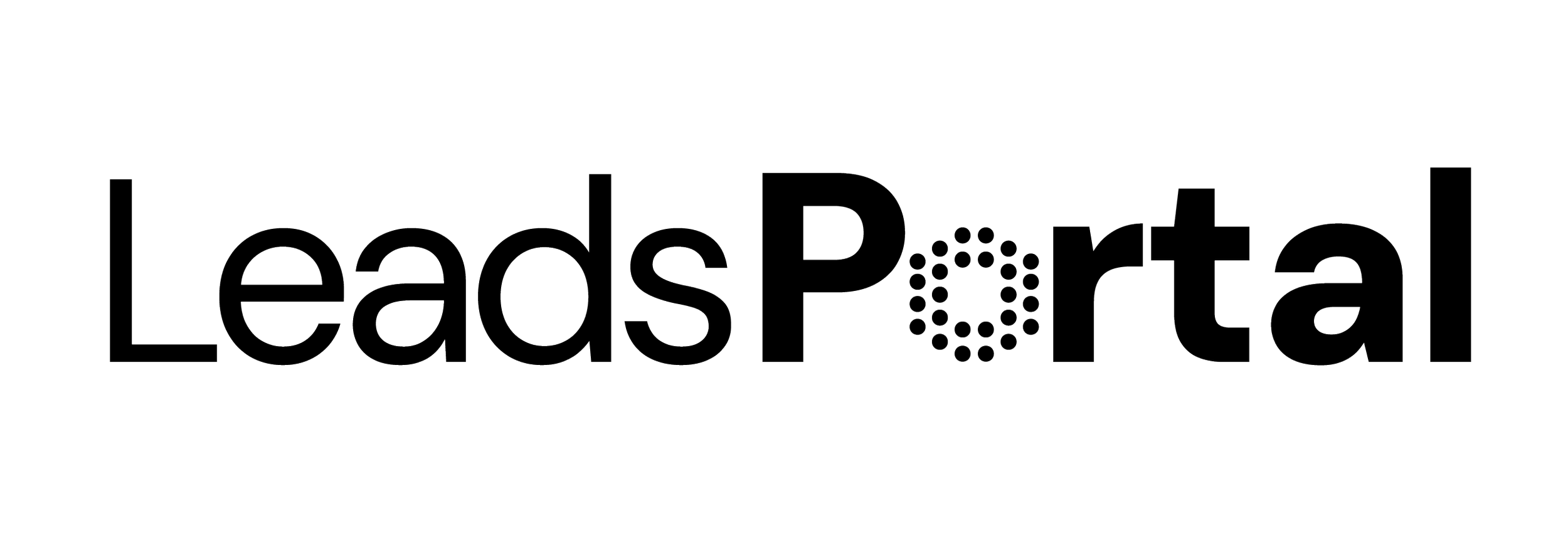 Logo for LeadSParta with the words 'LeadSParta' in black outline, with a circle of smaller circles inside the letter 'a'.