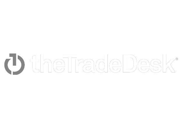 Logo of theTradeDesk with a black background, a circular icon, and white text.
