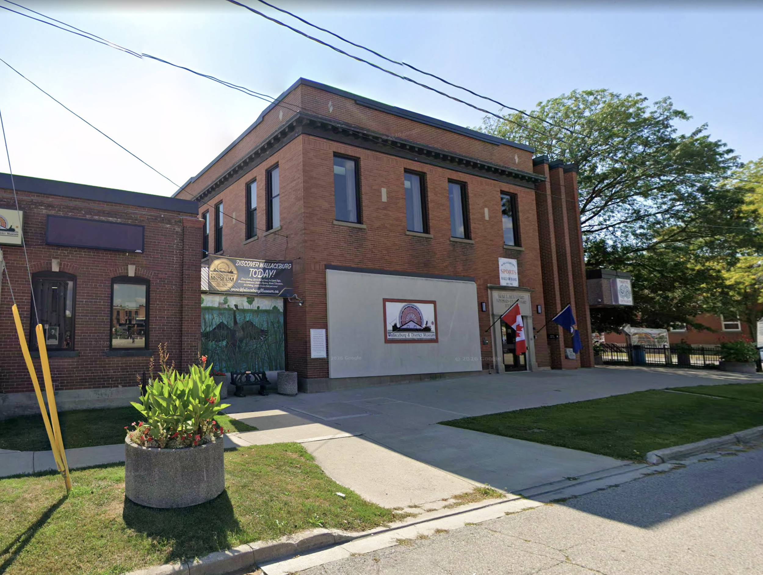 Street view of the Wallaceburg and District Museum, Sports Hall of Fame and the Jean Gordon Theatre
