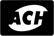 ACH logo with black background and white text