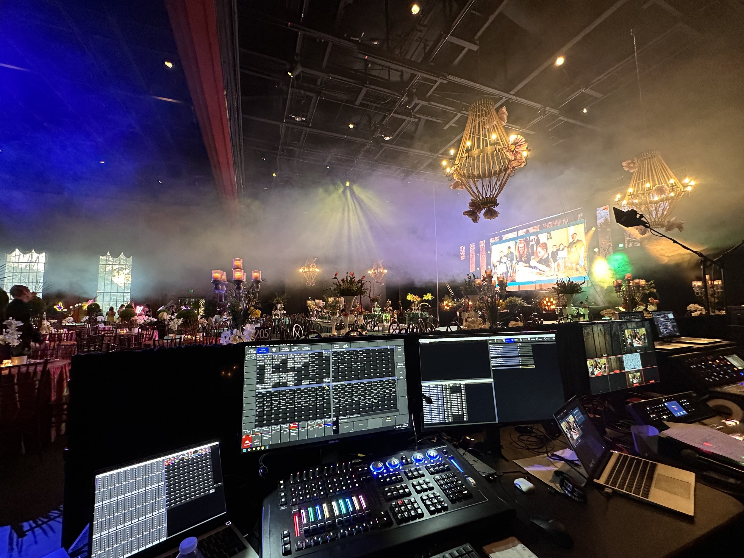 Technical event production for a non-profit fundraiser in Charleston, SC, featuring live auction audio and video management.