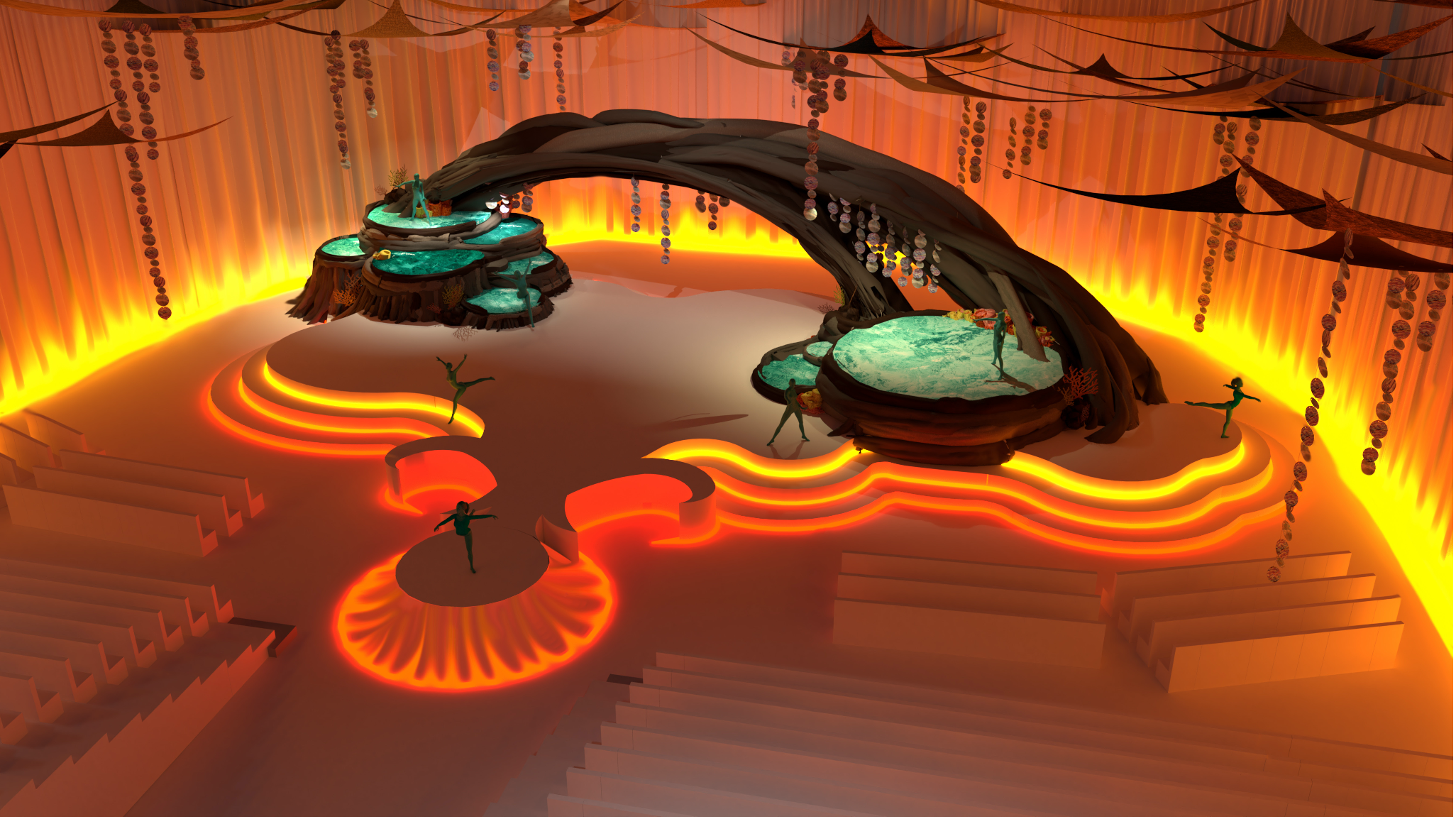 Final render for 'Songchord Opening', one scene in a stage concept for 'Avatar: The Way of Water'. Designed on SketchUp, rendered using V-Ray. 