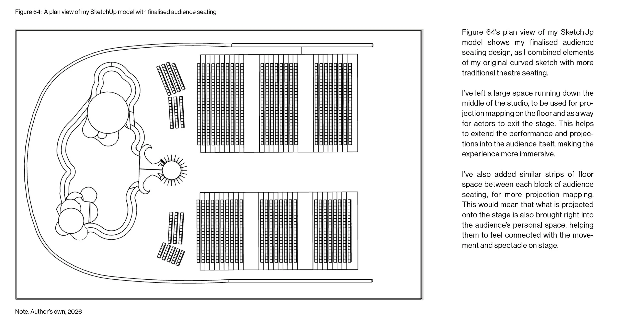 'Avatar: Live on Stage' sketch floor plan, without full measurements. Made in SketchUp. 
