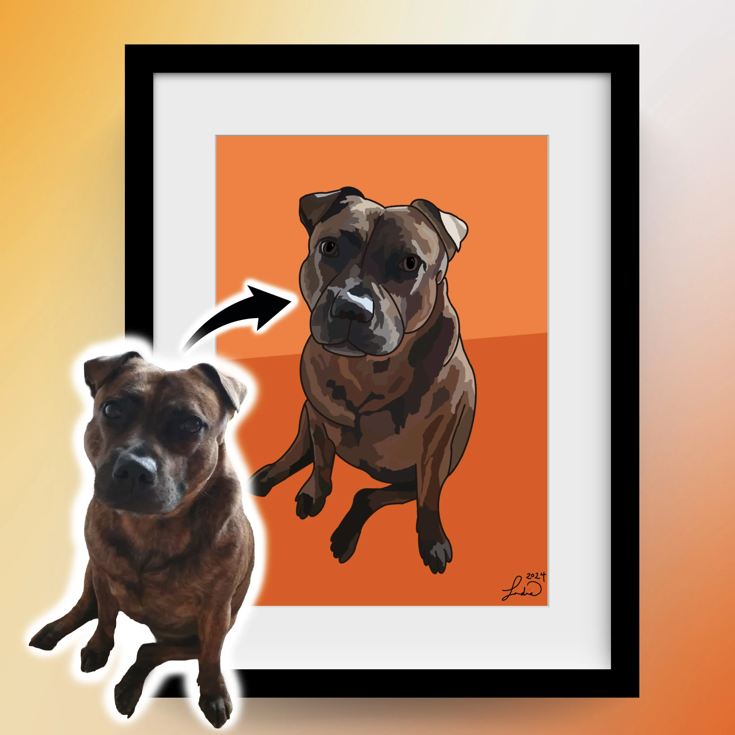 Animal portrait commission based on an original photograph, in my own style. 