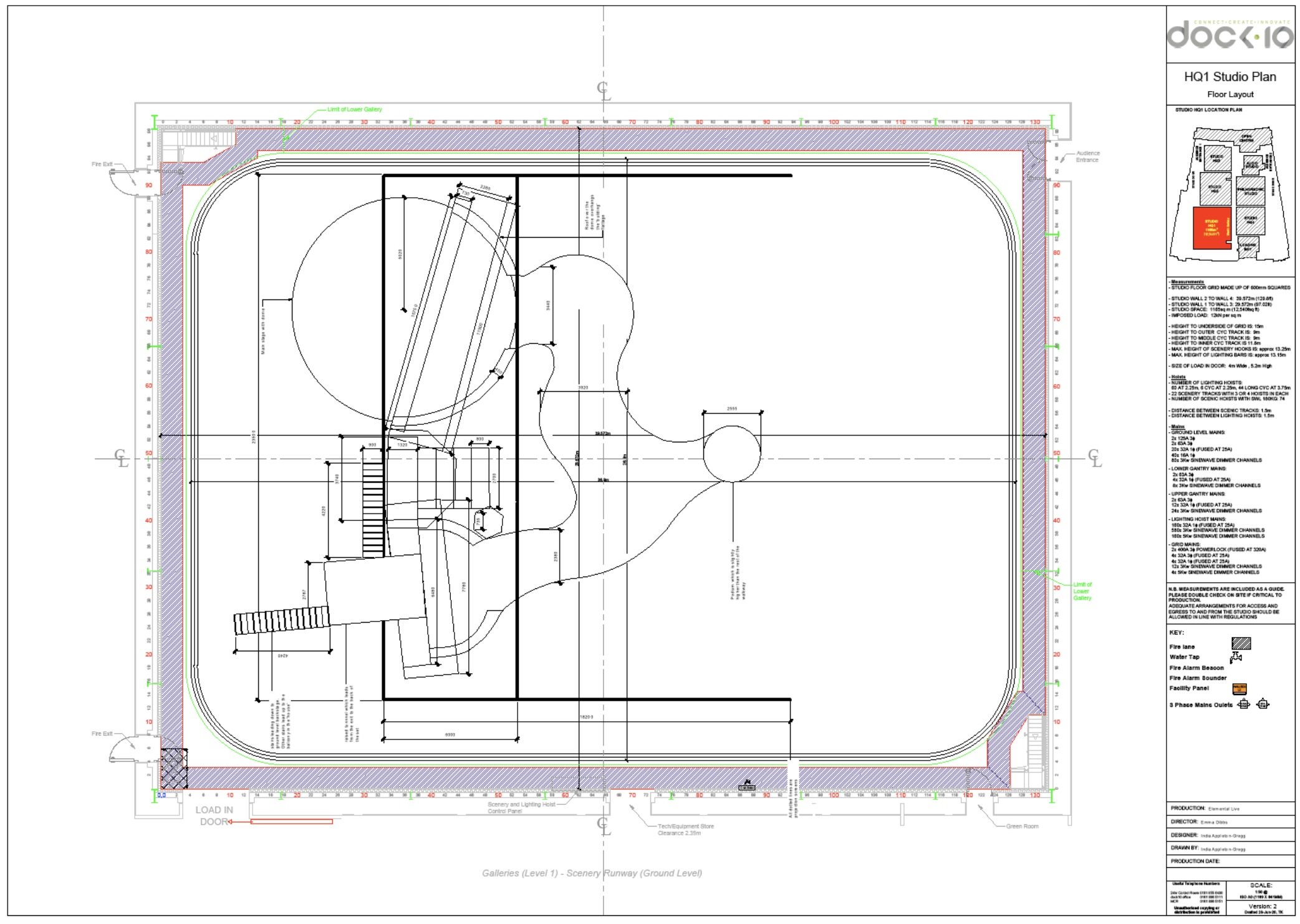 Full floor plans for an 'Elemental Live' stage design concept 