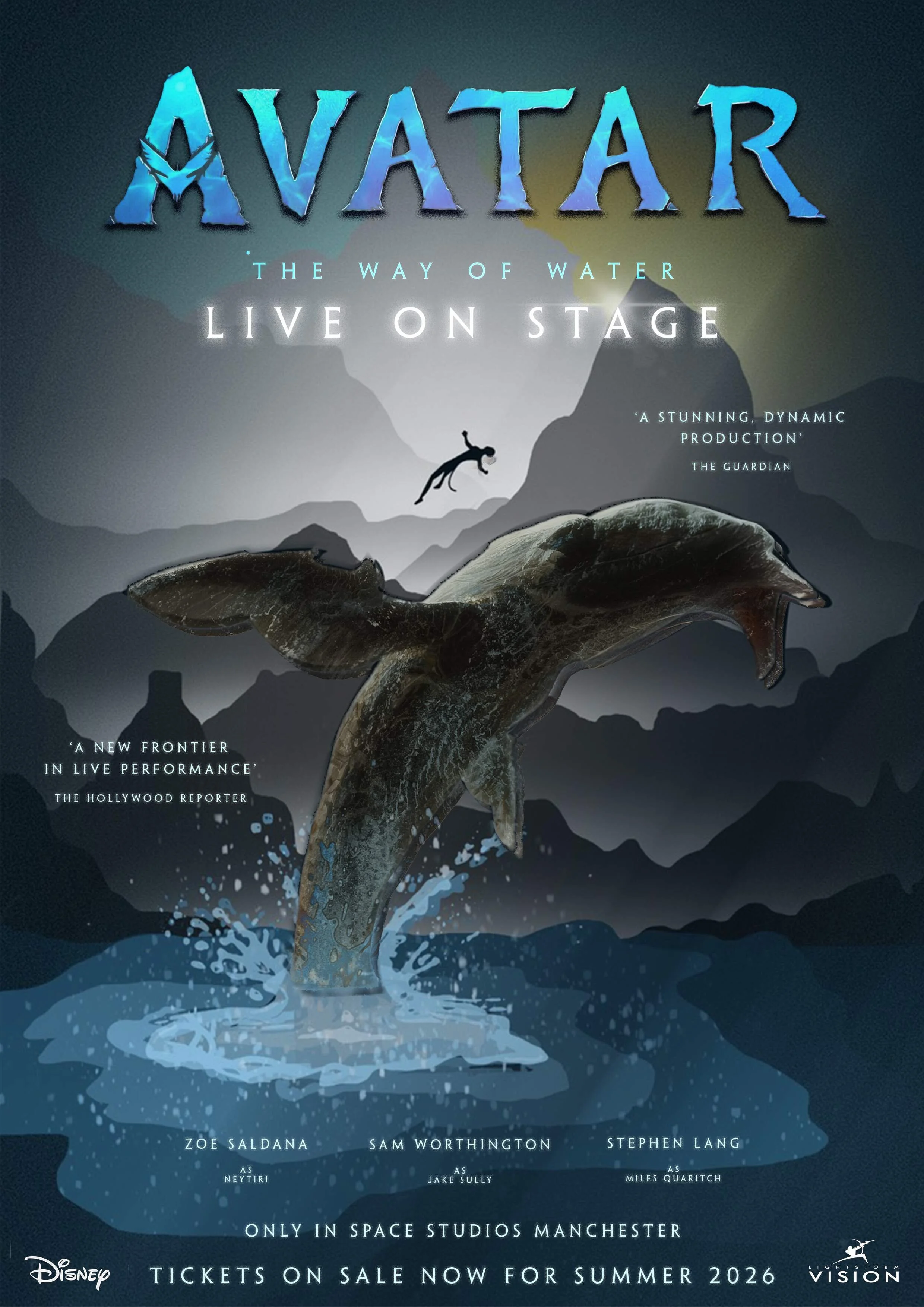 Poster design concept for a live stage performance based on 'Avatar: The Way of Water'. Original film logo used, edited but not designed by me. 