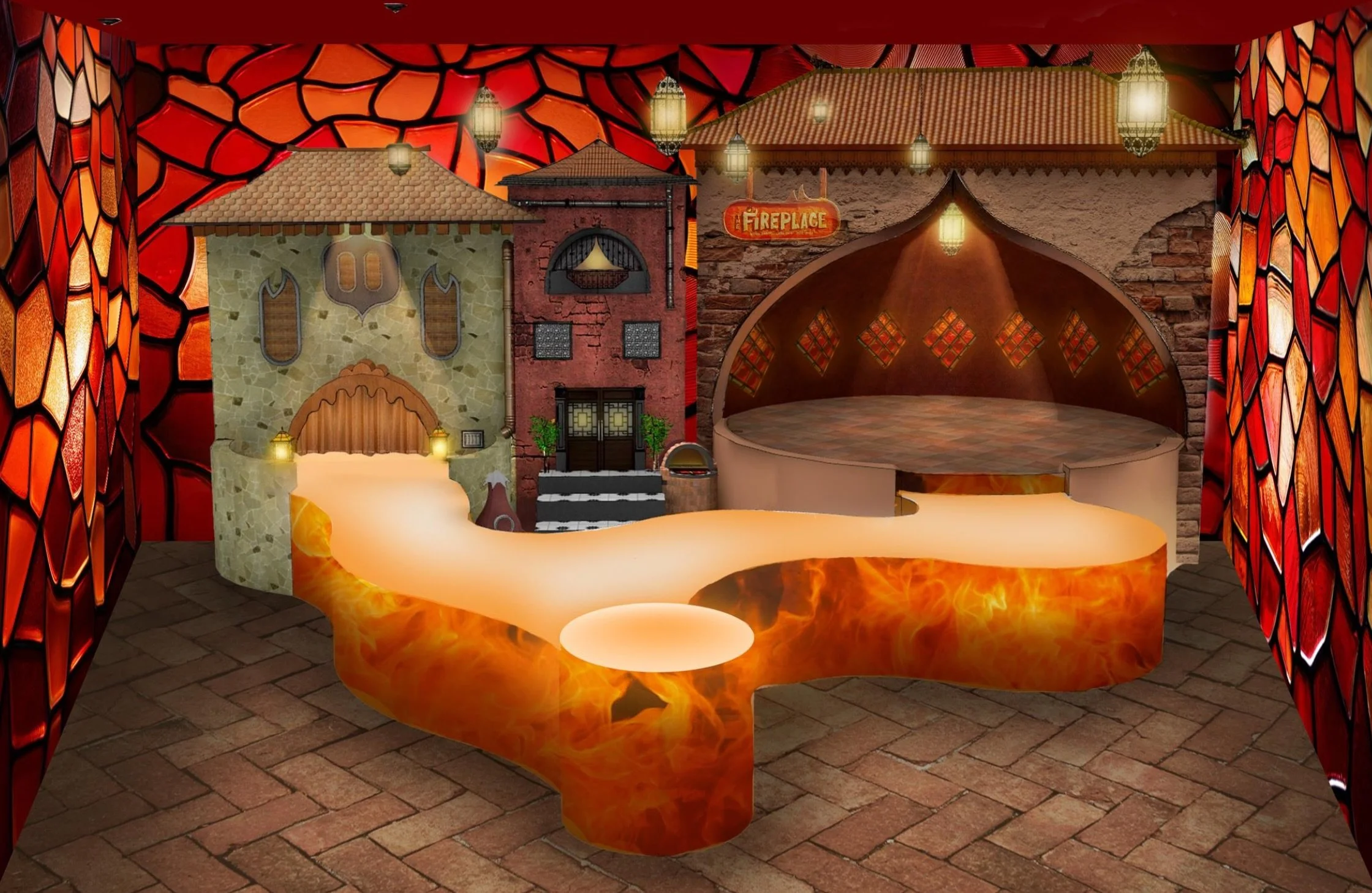 'Elemental Live' stage design concept art. A dance based live performance, based on Disney's 'Elemental. 