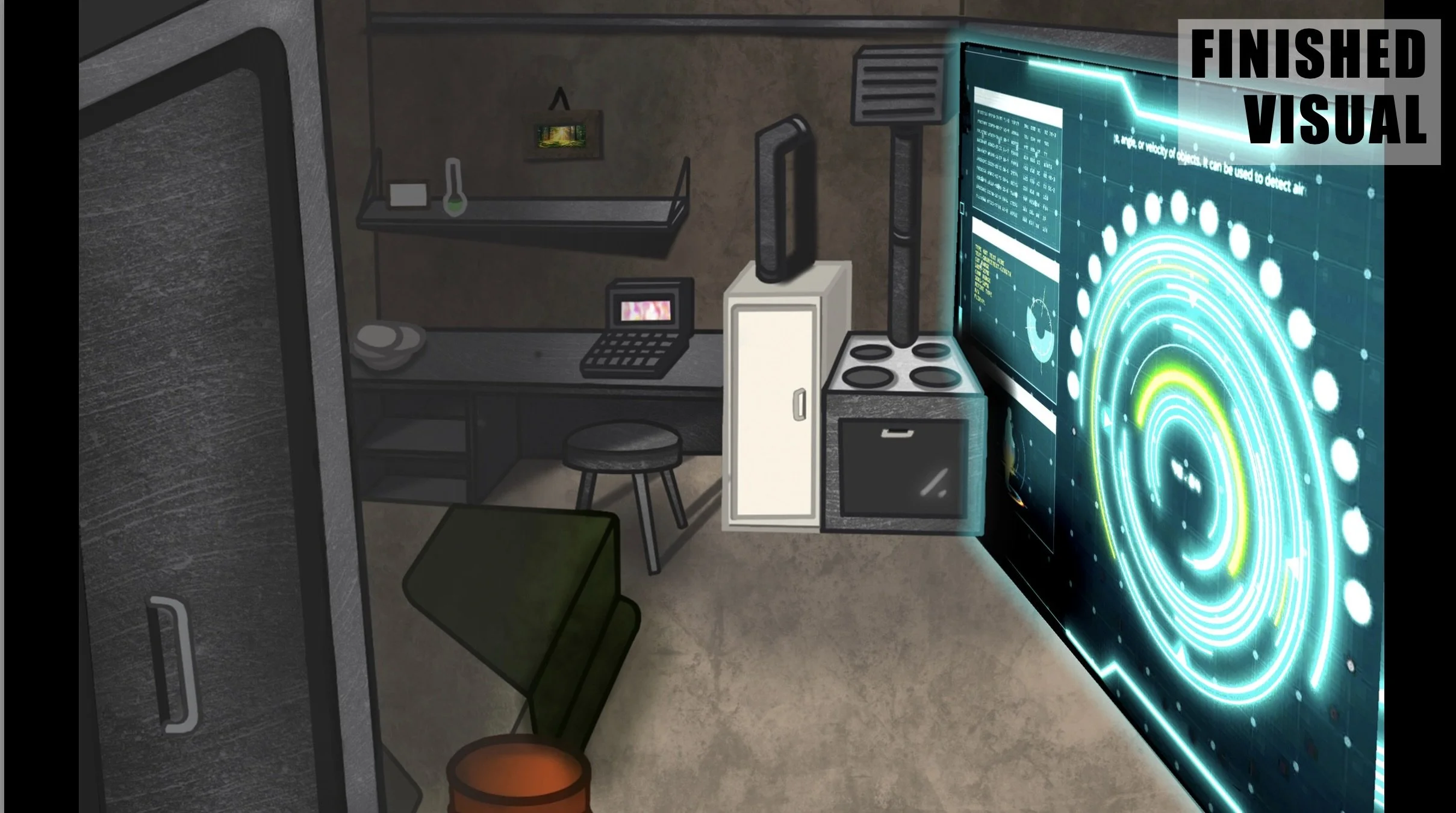 Concept artwork for 'Mr Jefferson' created in Procreate. A dystopian short film concept, exploring the character’s cramped and oppressive living space.
