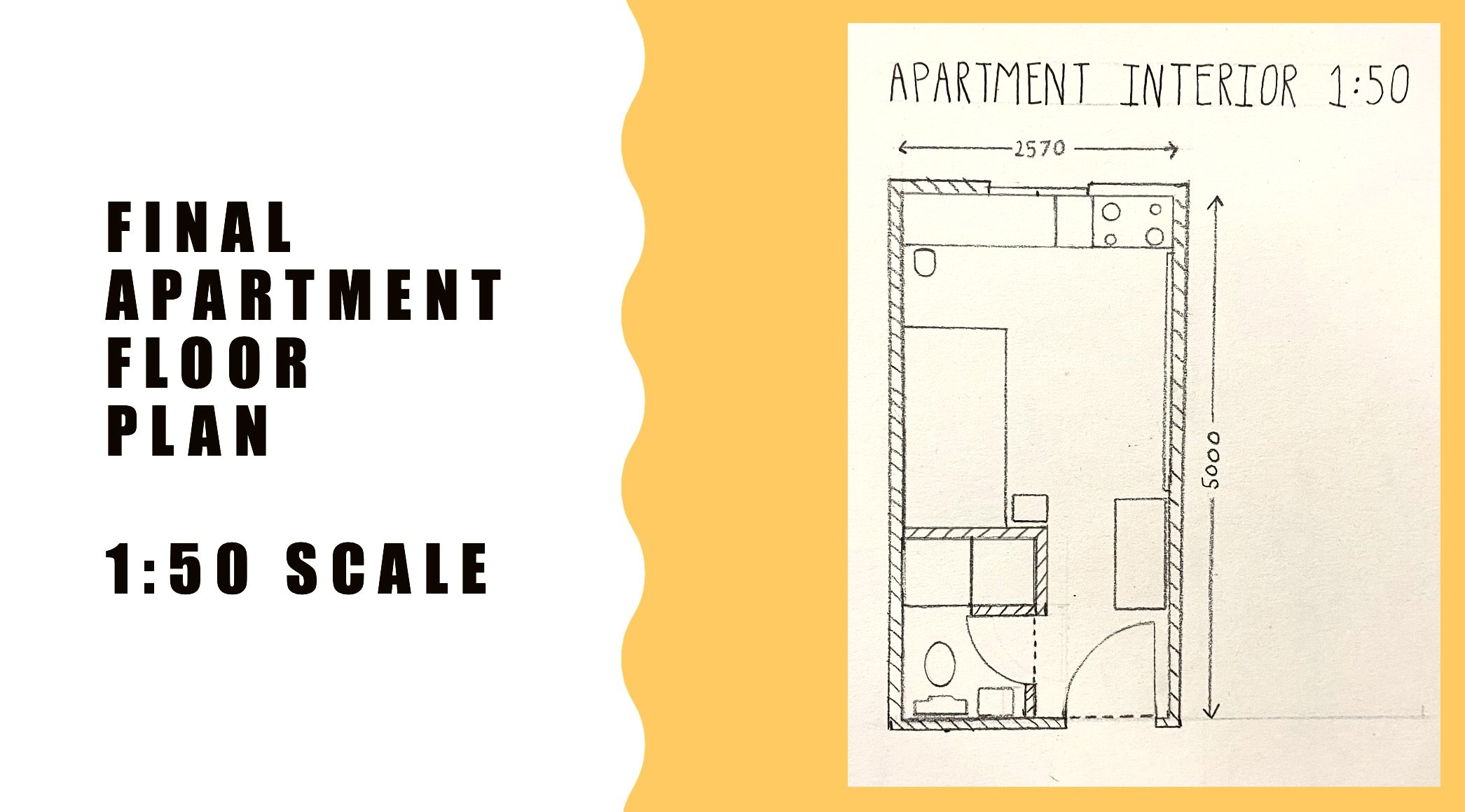 Sketch floor plan for 'Mr Jefferson' studio apartment design