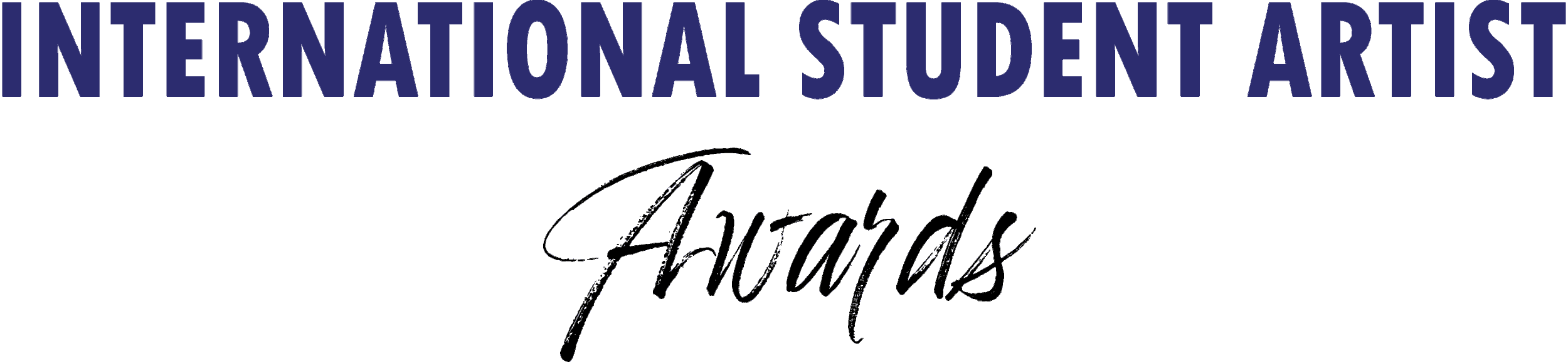 Logo for the International Student Artist Awards, featuring the text 'INTERNATIONAL STUDENT ARTIST Awards' with 'INTERNATIONAL STUDENT ARTIST' in large blue capital letters and 'Awards' in cursive black font. Free Student Art Competition.