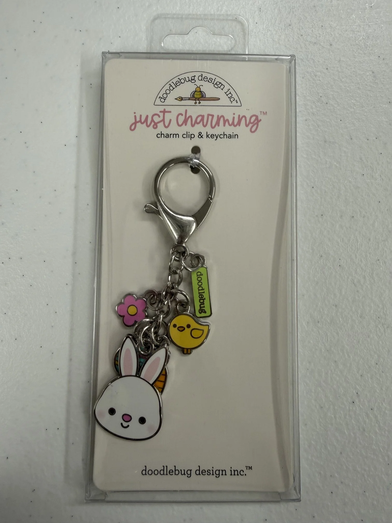 Doodlebug Design Bunny Hop Charm Clip & Keychain