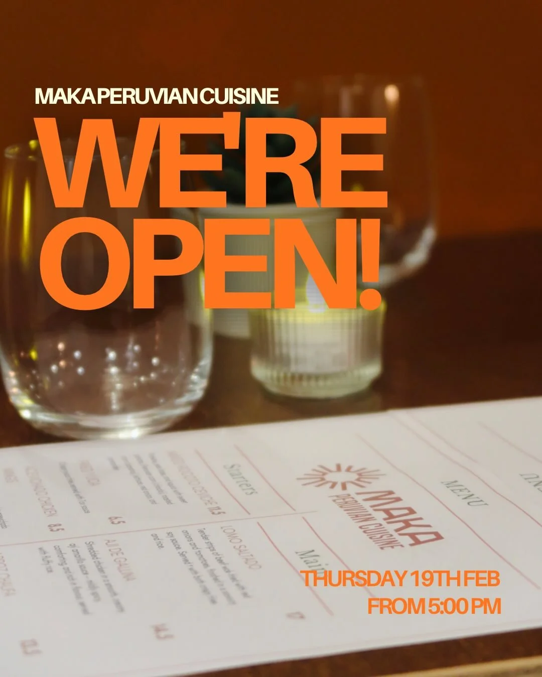 🎉 WE&rsquo;RE OPEN!
MAKA Peruvian Cuisine officially opens TODAY 🇵🇪✨

Fresh ceviche, Peruvian classics &amp; handcrafted cocktails waiting for you.

🥂 FREE glass of Prosecco for our first 15 guests today!
(First come, first served)

📍 Oval, Lond
