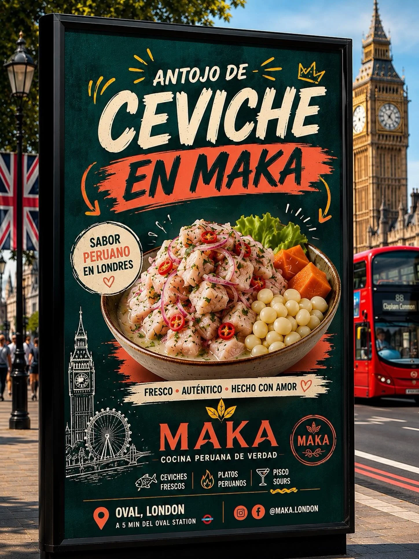 🇵🇪 London, meet Peru.

What if this was the next ad you saw on your way home?

Fresh ceviche.
Authentic Peruvian flavours.
Pisco Sours worth travelling for.

No flight to Lima required.

📍 MAKA Peruvian Cuisine
📍 Oval, London

Tag someone who nee