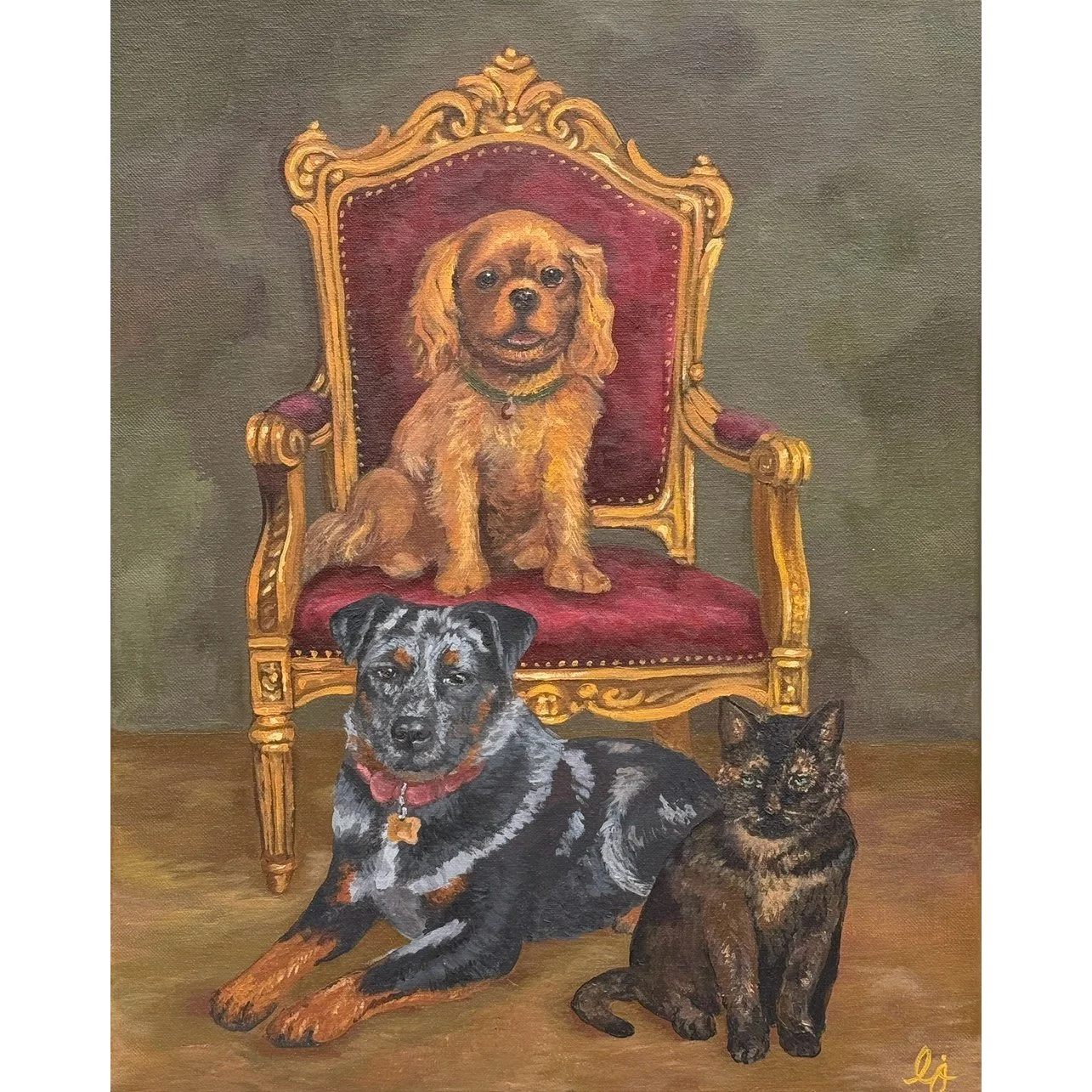 A Regal Portrait of the Family Pets