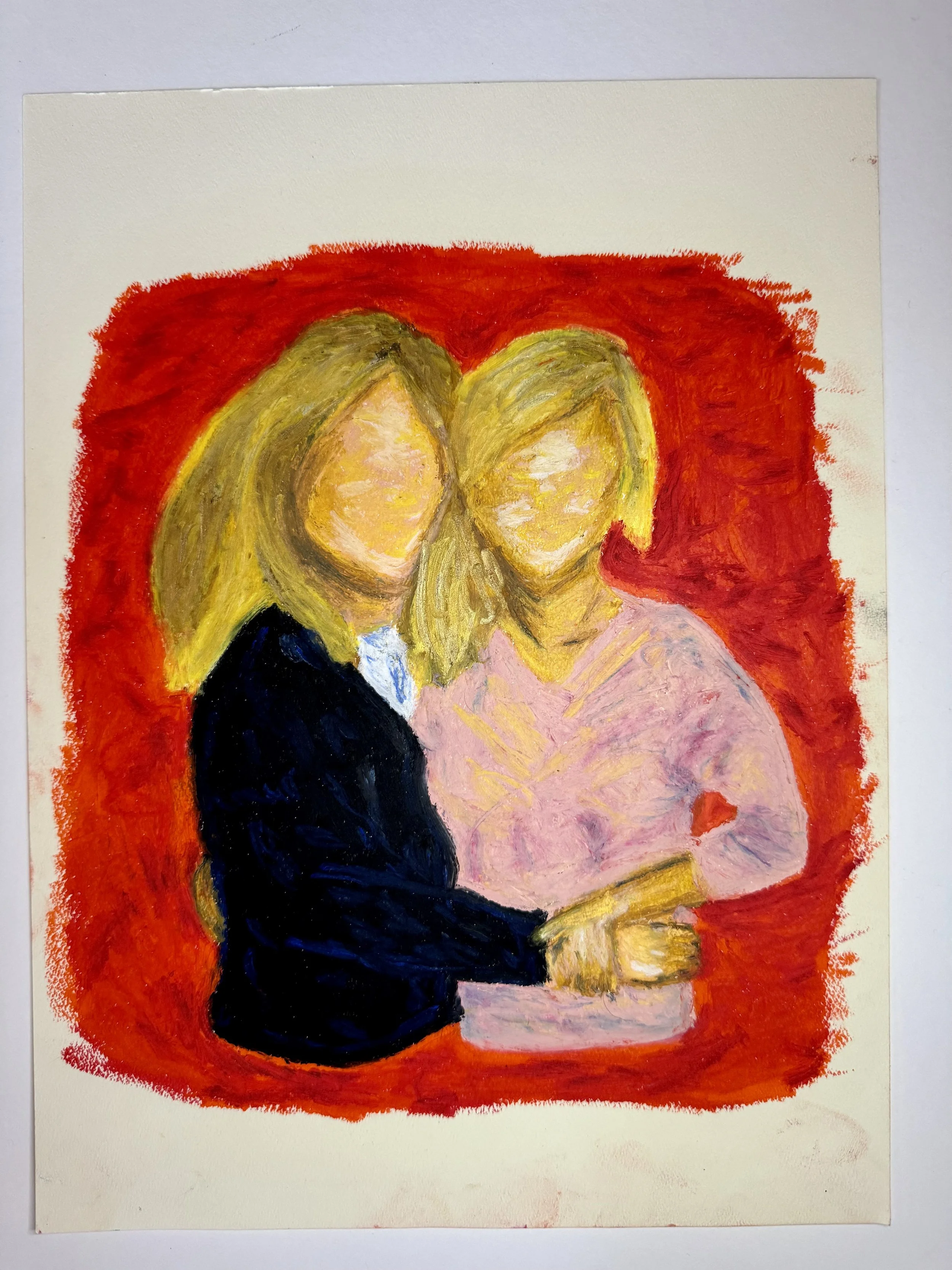 We were in love and didn’t know it 1,
2022,
Oil pastel on paper,
9 x 12 inches
