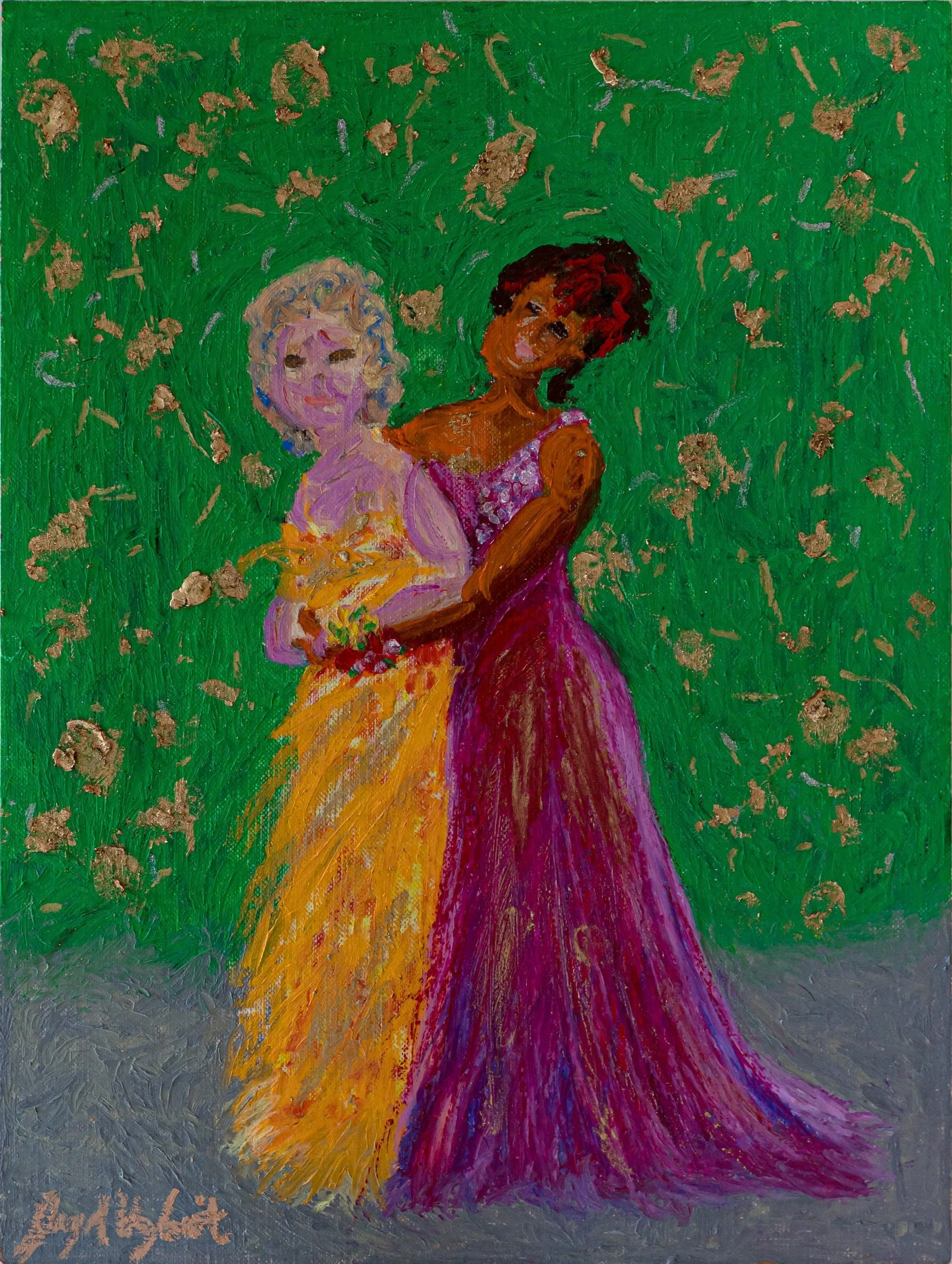 Prom portrait,
2023,
Oil pastel on paper,
9 x 12 inches
