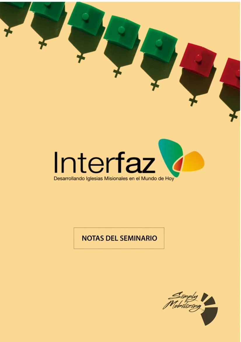 Cuatro fichas de dominó verdes y dos rojas colocadas en línea en un fondo de color beige, con el texto 'Interfaz' y notas de un seminario.