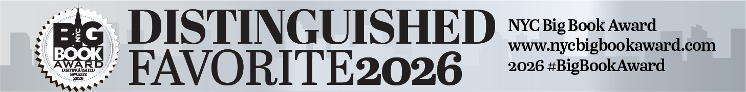 A banner featuring the NYC Big Book Award for 2026, highlighting the 'Distinguished Favorite' designation, with the award logo on the left and text on the right including website and hashtag.