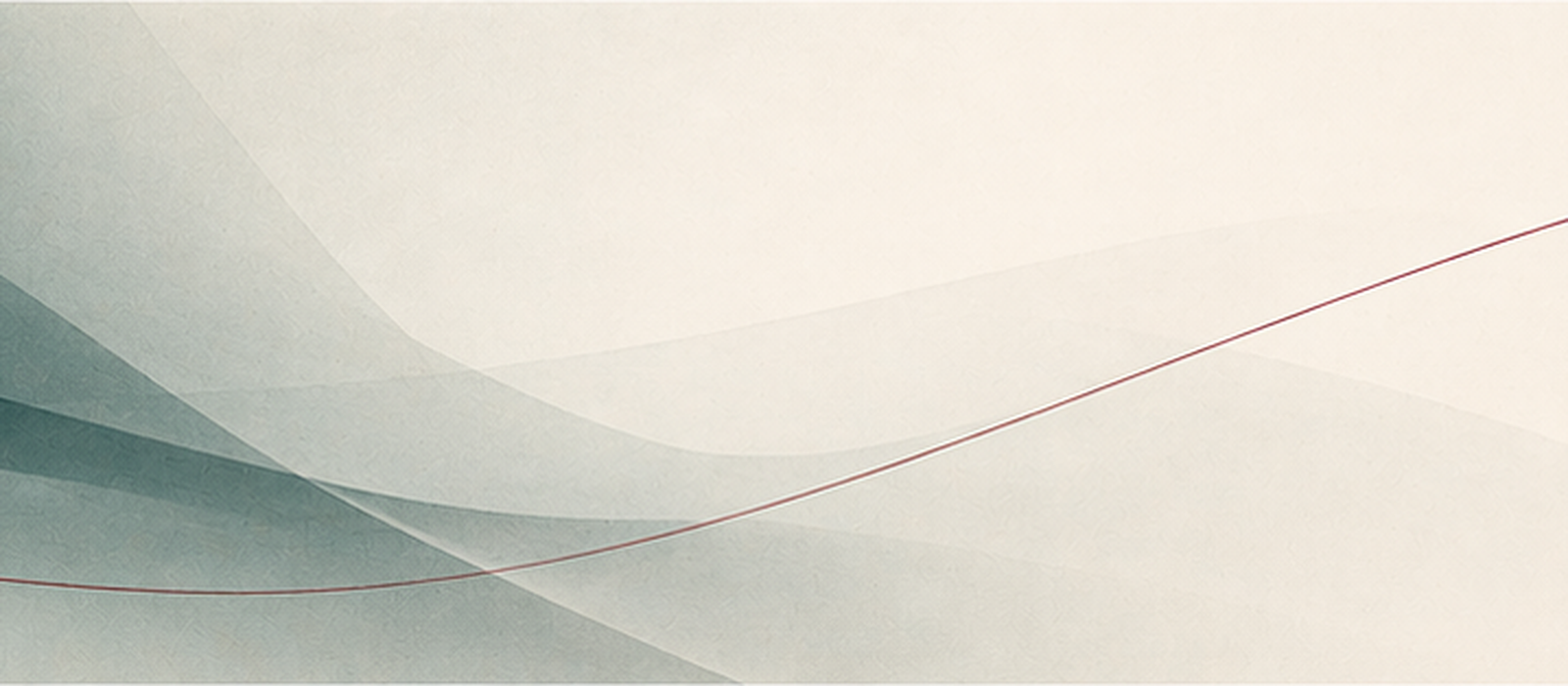 Abstrakte Grafik in Petrol und Sand mit feiner Bordeaux-Linie.