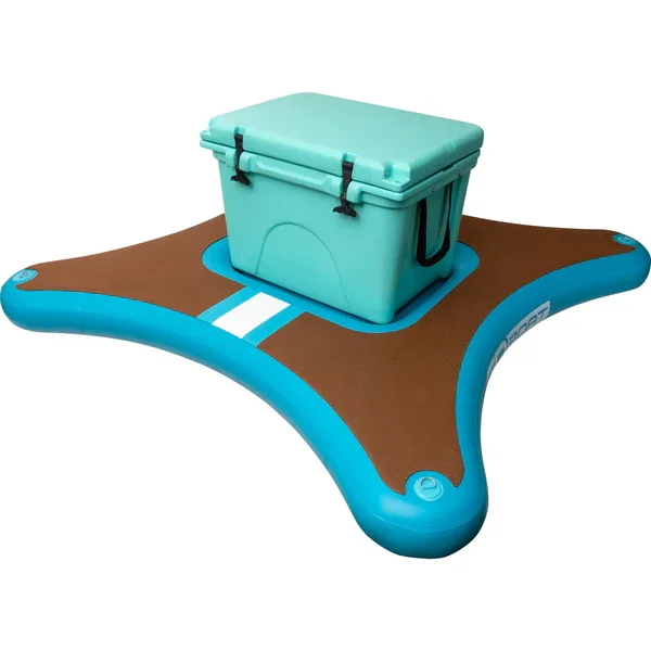 An inflatable landing pad with a cold storage box in the center, designed for outdoor activities.