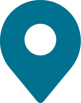 Map location pin icon on a black background.