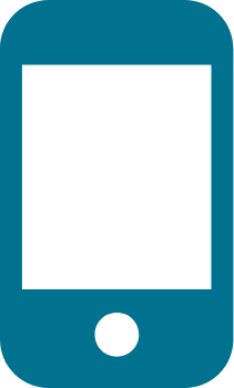 Illustration of a smartphone with a teal body and black screen