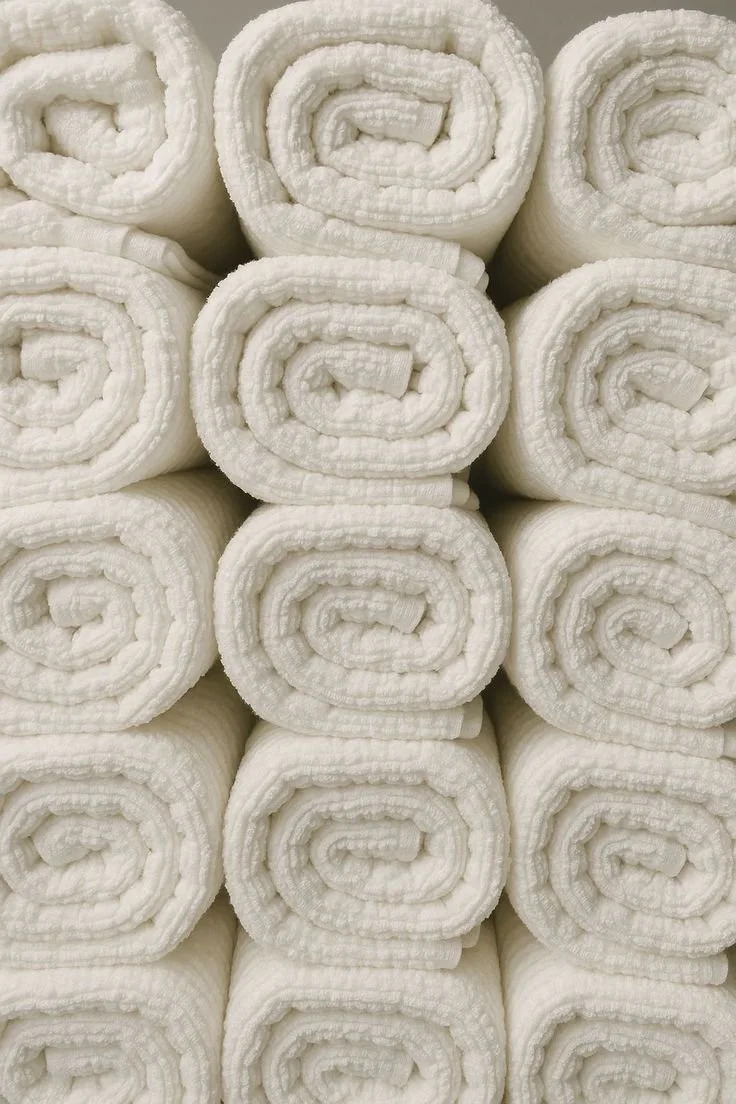 Fresh clean towels after professional cleaning service.