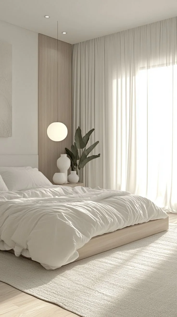 Clean minimal bedroom after home cleaning service.