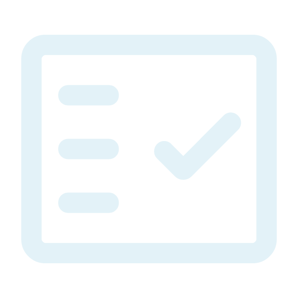 A checklist with three items and a large check mark indicating completion.