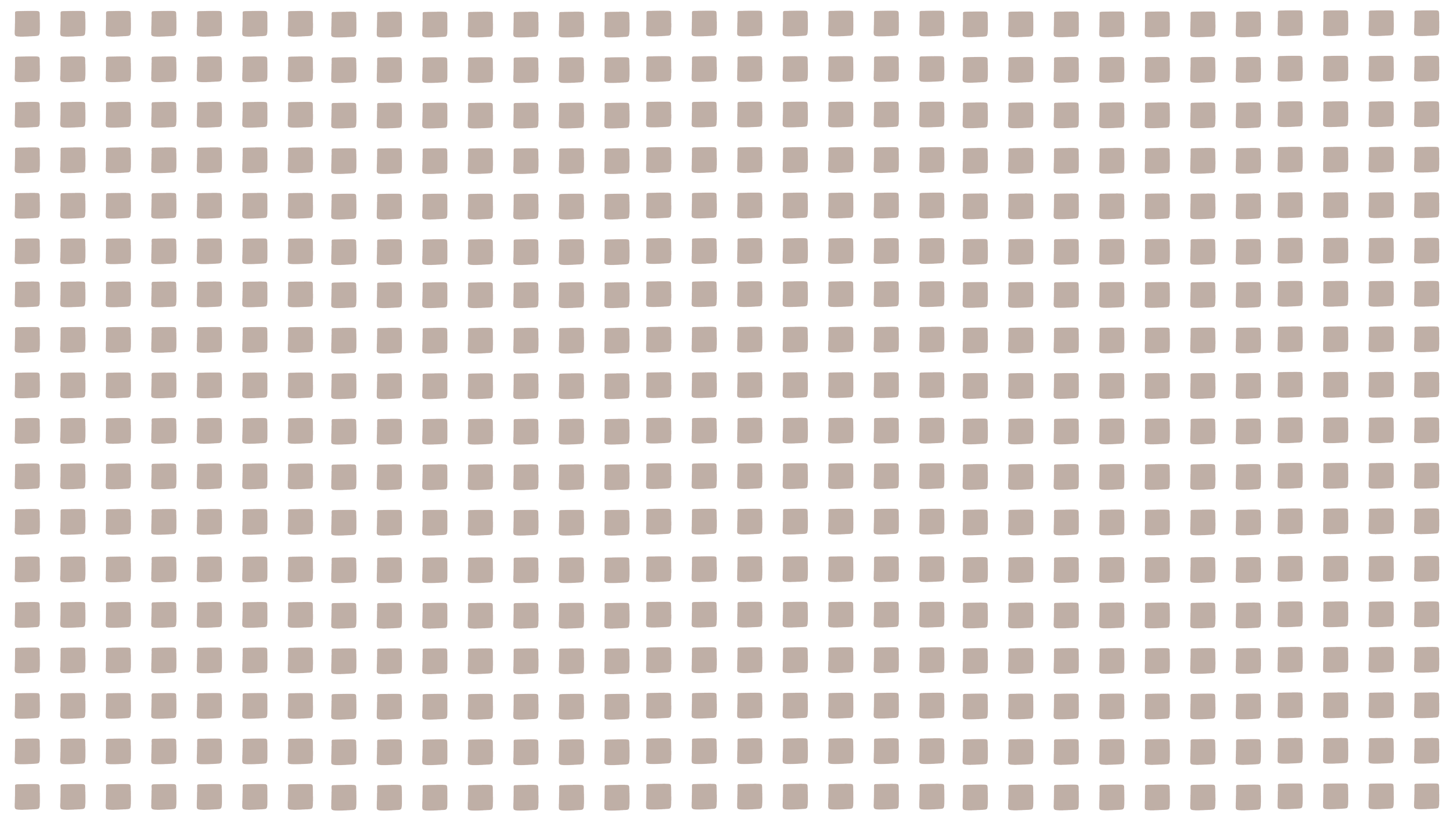 A grid of small, uniform, beige square cushions on a dark background.