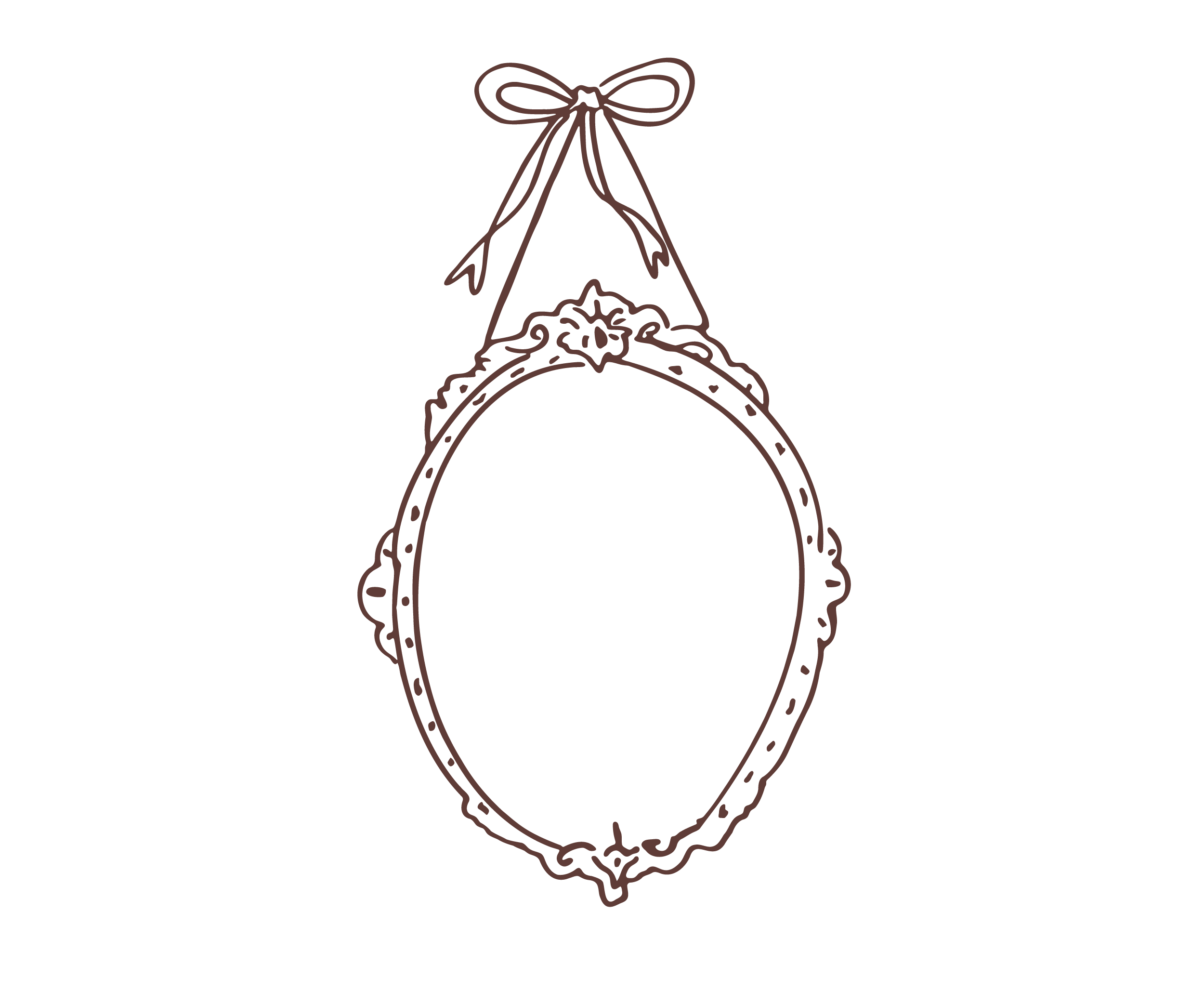Outline drawing of a headband with a bow on top and a decorative detail at the center.