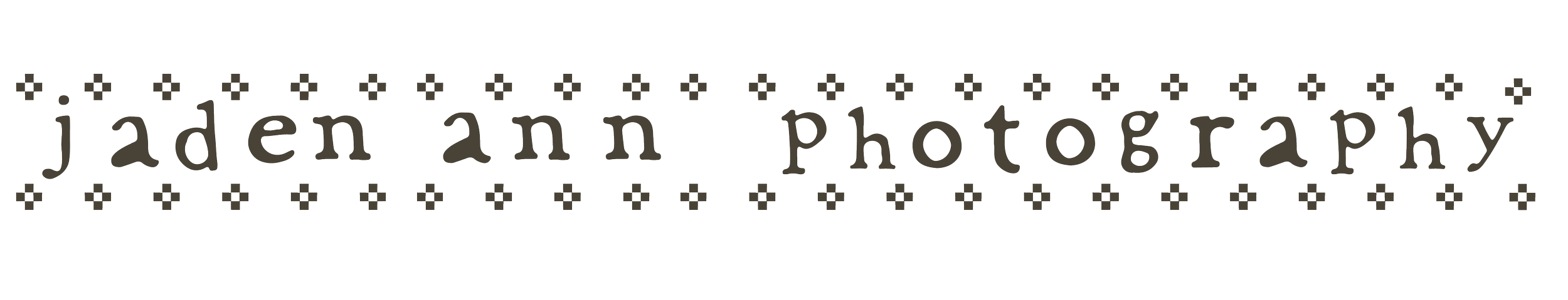 Jaden Ann Photography logo with the text 'jaden ann photography' surrounded by a pattern of small plus signs.