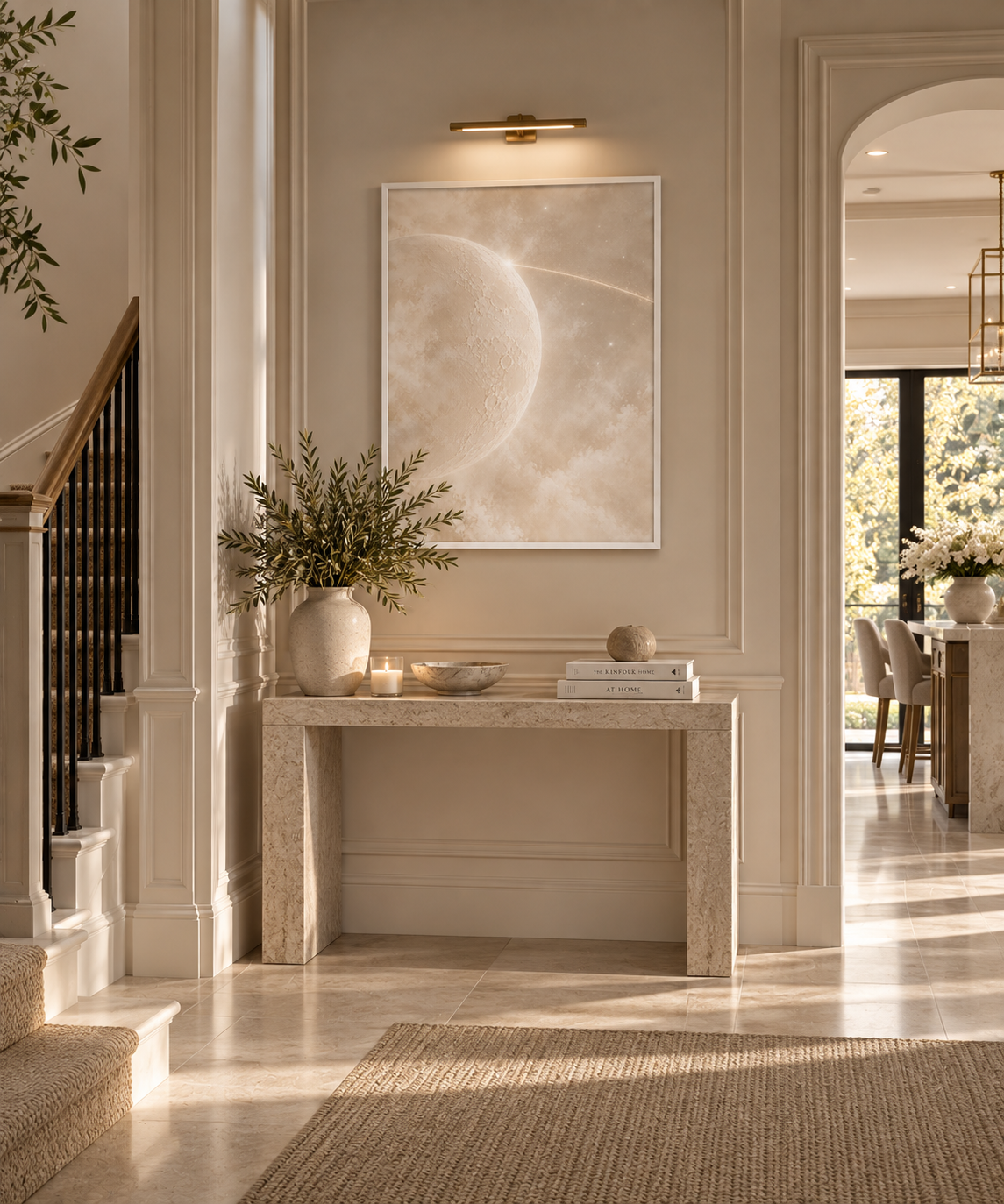 The Moon Fine Art Framed Wall Art | Luxury Ivory & Cream Celestial Art | Neutral Moon Print
