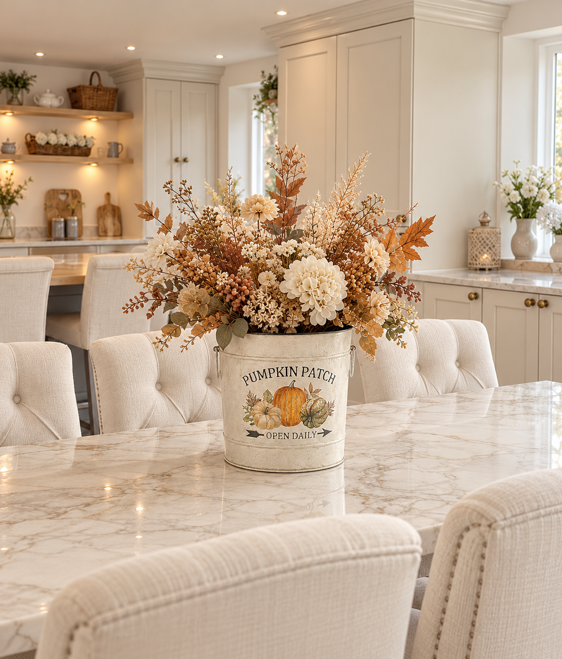 Autumn Harvest Cream Metal Bucket