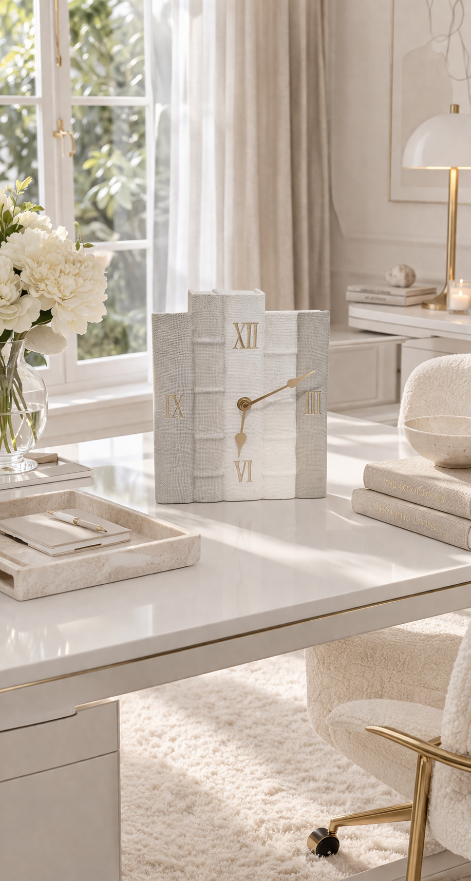 Beige Chic books Clock