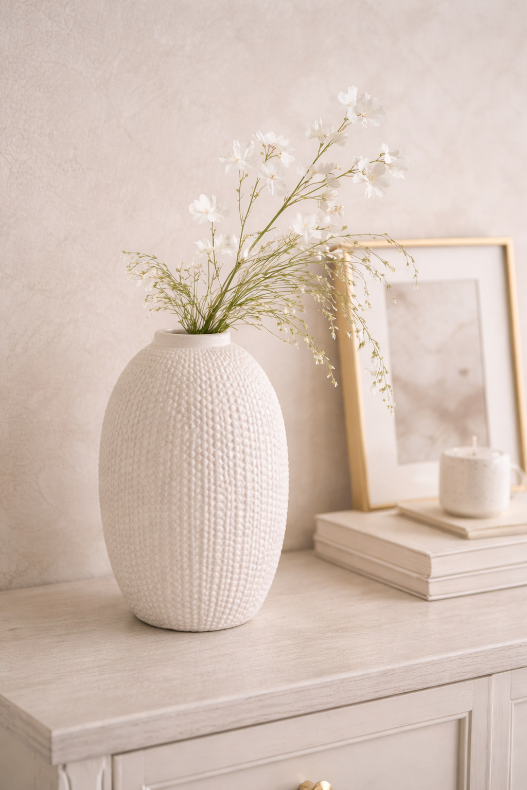 6 White Textured Ceramic Vase.png