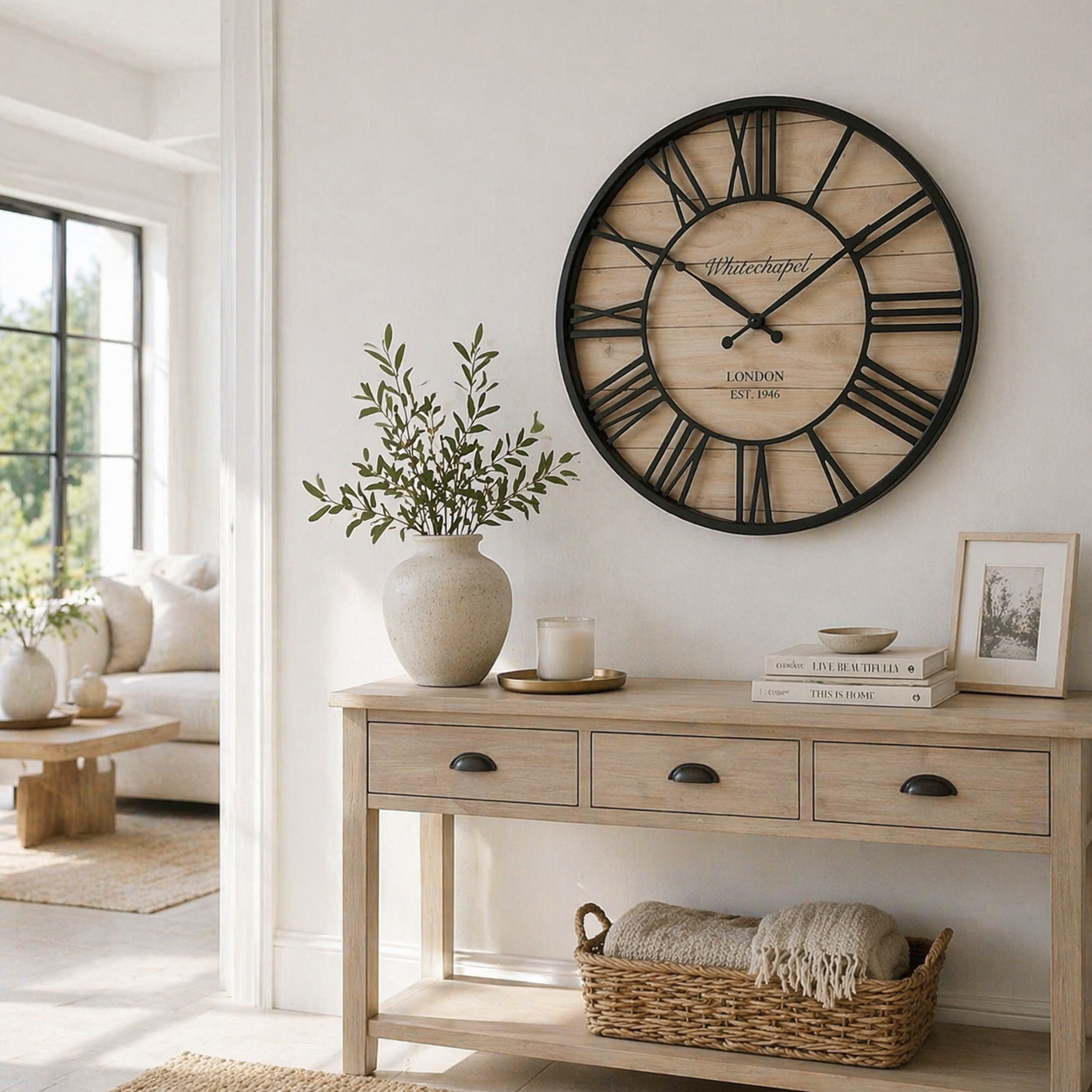 Rustic Black Roman Numeral Wall Clock