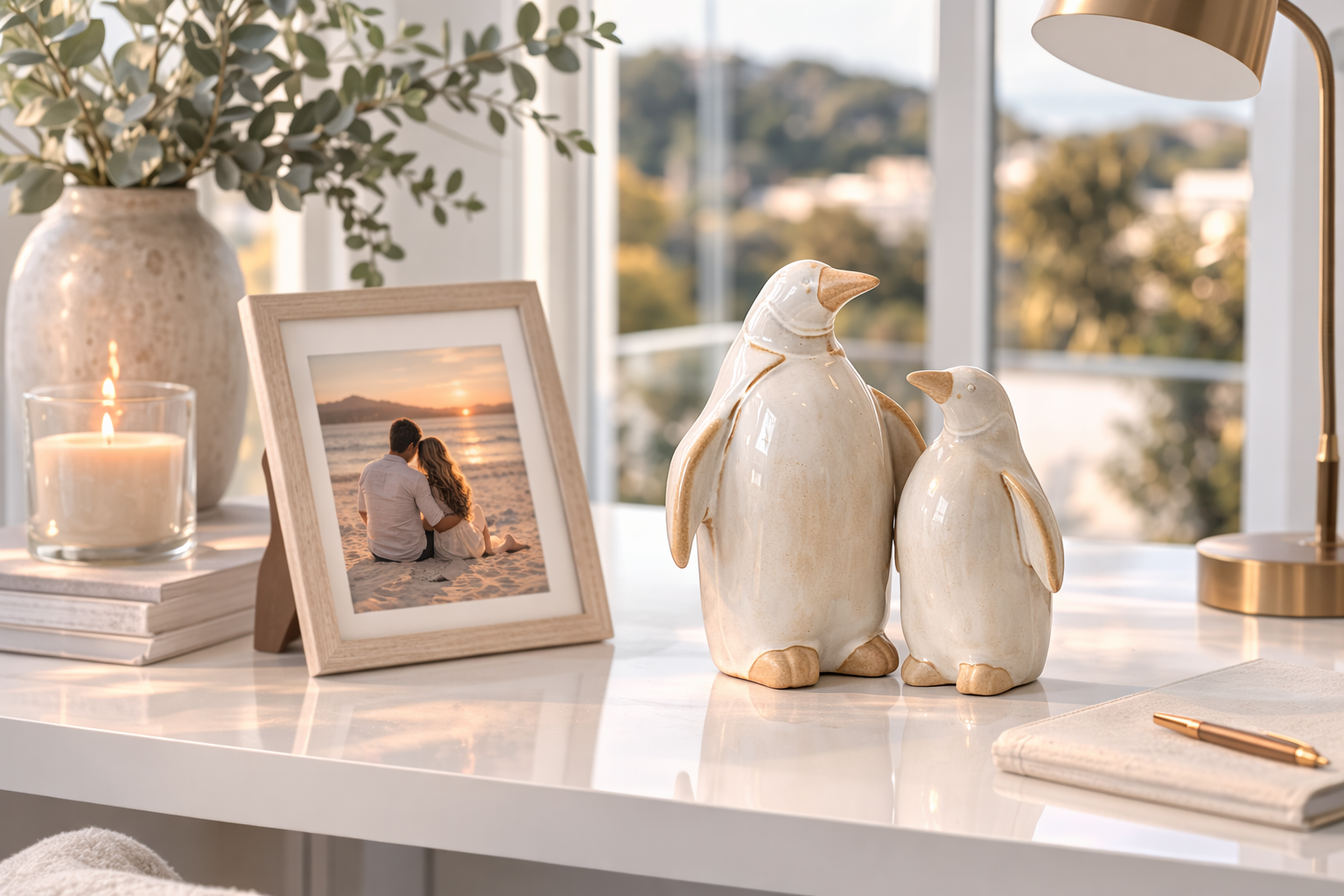 Stone Glazed Ceramic Penguins